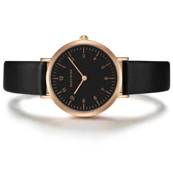 EASTSIDE Quartz Horloge Rosehill In Rosegoud Echt Leer In Zwart