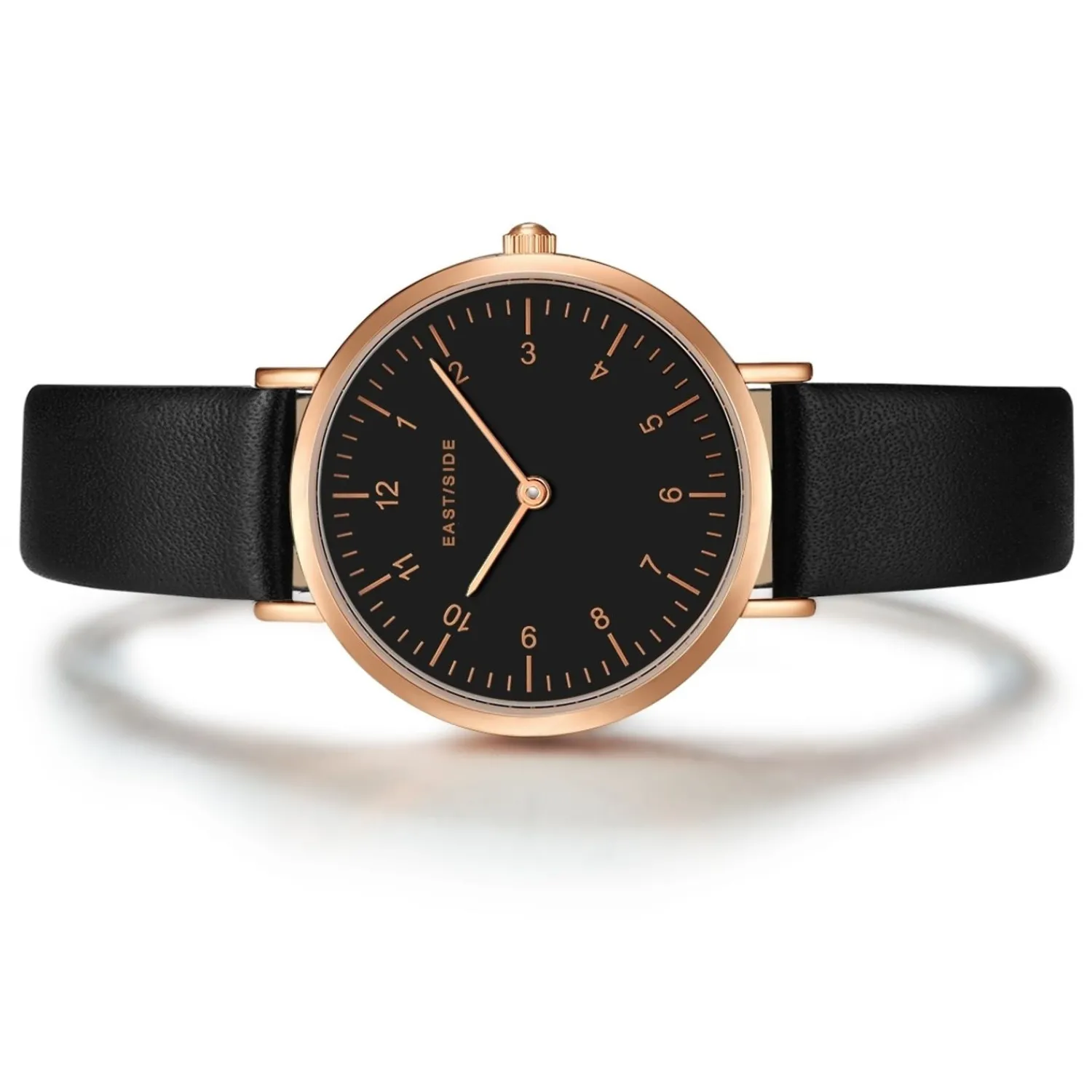 EASTSIDE Quartz Horloge Rosehill In Rosegoud Echt Leer In Zwart