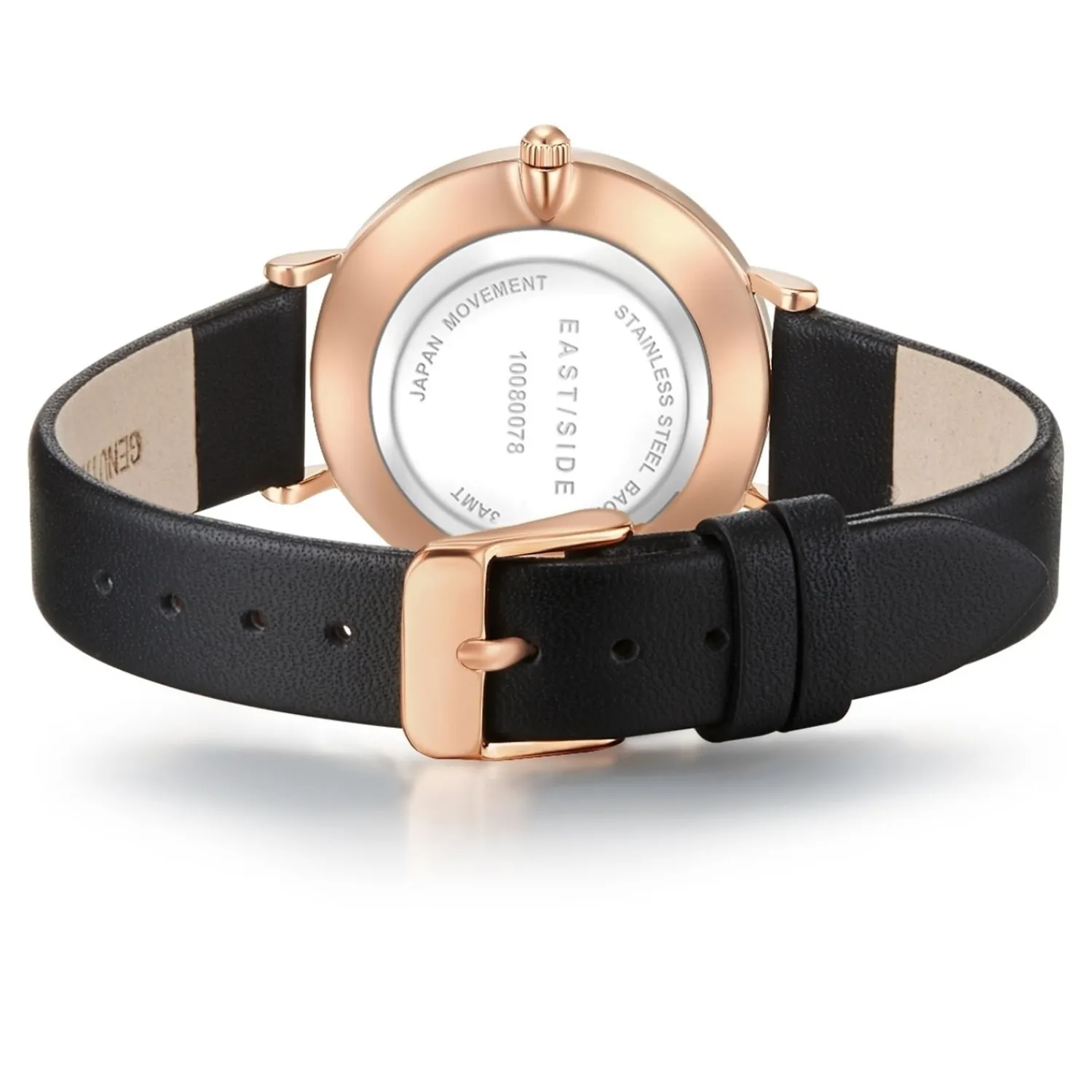 EASTSIDE Quartz Horloge Rosehill In Rosegoud Echt Leer In Zwart
