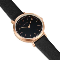 EASTSIDE Quartz Horloge Rosehill In Rosegoud Echt Leer In Zwart