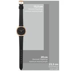 EASTSIDE Quartz Horloge Rosehill In Rosegoud Echt Leer In Zwart