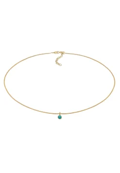 Elli Dames Choker Eenzaam Met Howliet Turkoois In 925 Sterling Zilver Verguld