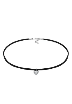 Elli Dames Choker Hart Hanger Velours Look In 925 Sterling Zilver