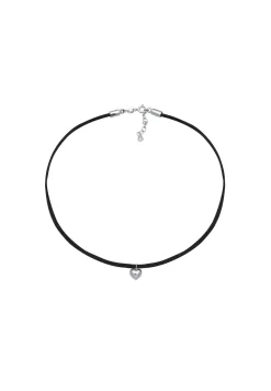 Elli Dames Choker Hart Hanger Velours Look In 925 Sterling Zilver