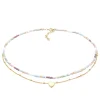 Elli Dames Choker Laagje Hart Hanger Glas Kralen In 925 Sterling Zilver Verguld