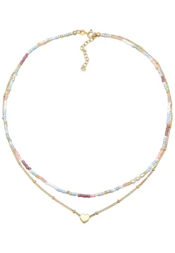 Elli Dames Choker Laagje Hart Hanger Glas Kralen In 925 Sterling Zilver Verguld