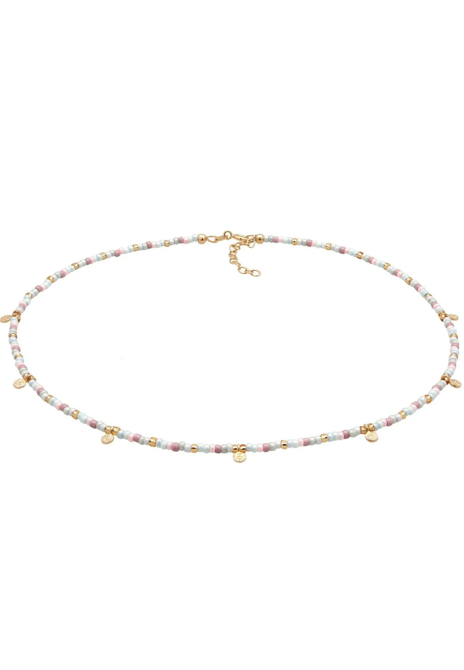 Elli Dames Choker Plaatje Glazen Kralen In 925 Sterling Zilver Verguld