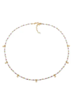 Elli Dames Choker Plaatje Glazen Kralen In 925 Sterling Zilver Verguld