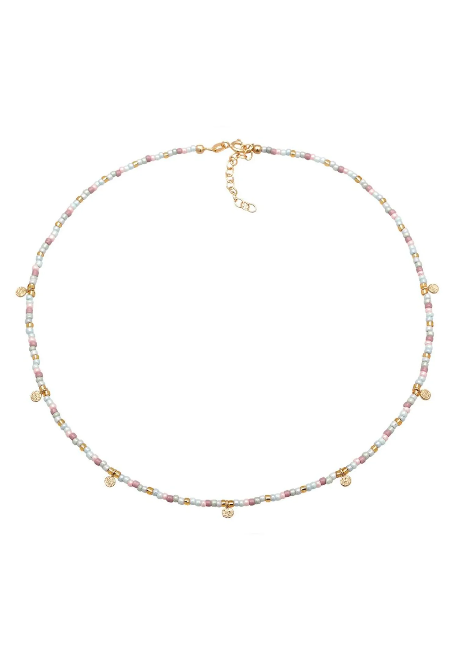Elli Dames Choker Plaatje Glazen Kralen In 925 Sterling Zilver Verguld