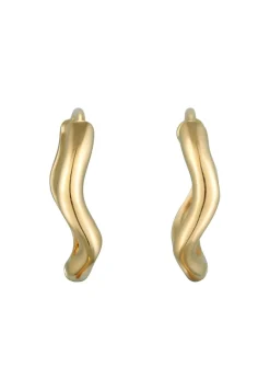 Elli Dames Creools Wave Design In 925 Sterling Zilver Verguld