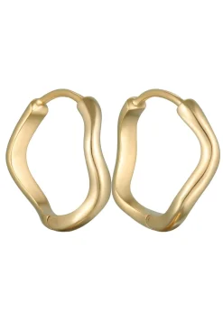 Elli Dames Creools Wave Design In 925 Sterling Zilver Verguld