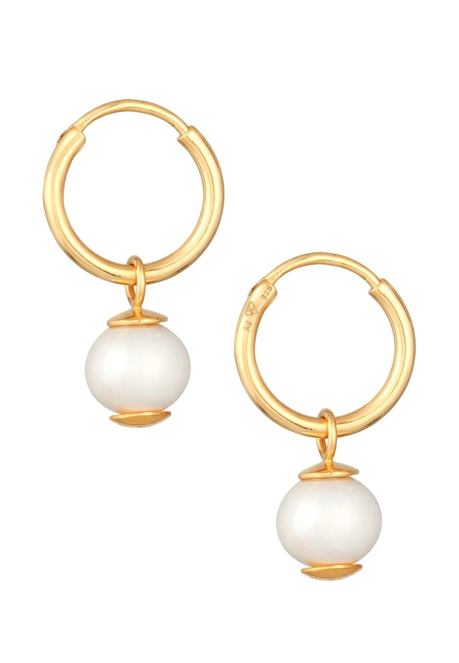 Elli Dames Creoolse Hanger Elegant Met Zoetwater Gekweekte Parels In 925 Sterling Zilver Verguld