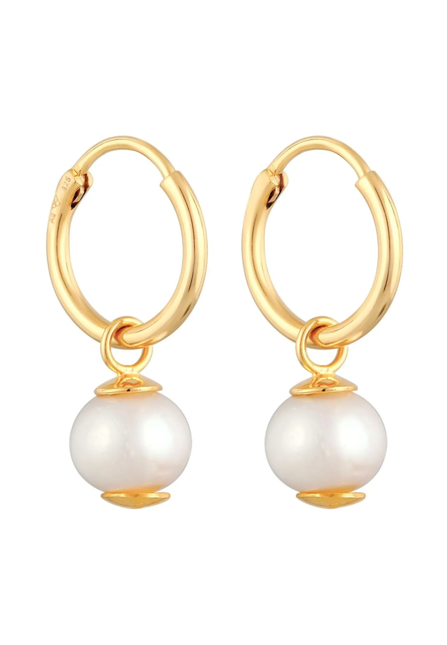 Elli Dames Creoolse Hanger Elegant Met Zoetwater Gekweekte Parels In 925 Sterling Zilver Verguld