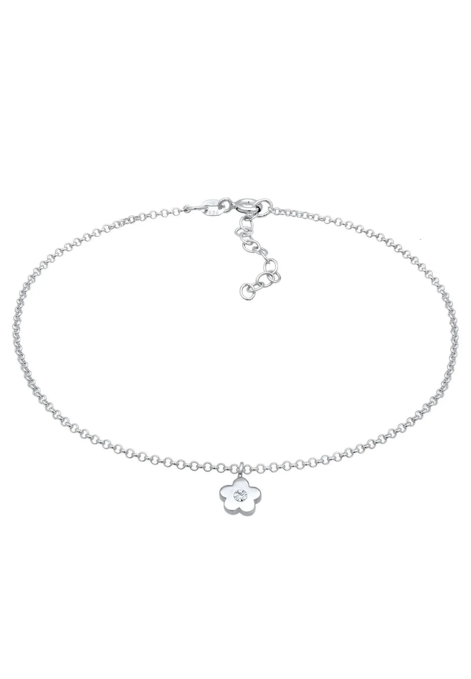 Elli Dames Enkelbandje Hanger Bloem Eenvoudig Met Kristallen In 925 Sterling Zilver