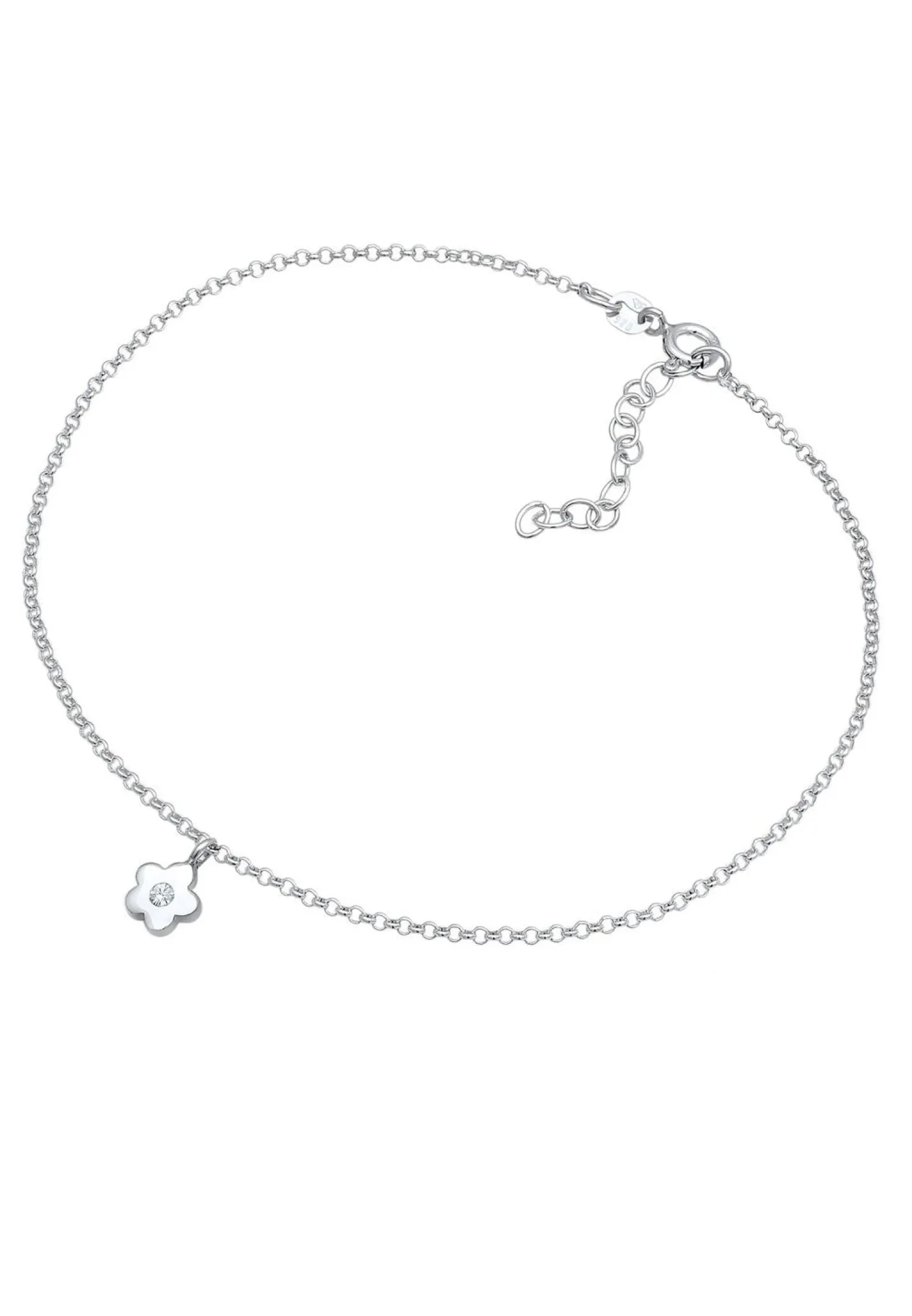 Elli Dames Enkelbandje Hanger Bloem Eenvoudig Met Kristallen In 925 Sterling Zilver