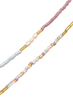 Elli Dames Glaskralen Met Gekweekte Zoetwaterparels In 925 Sterling Zilver Verguld