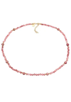 Elli PREMIUM Dames Choker Glaskralen Met Agaat In 925 Sterling Zilver Verguld