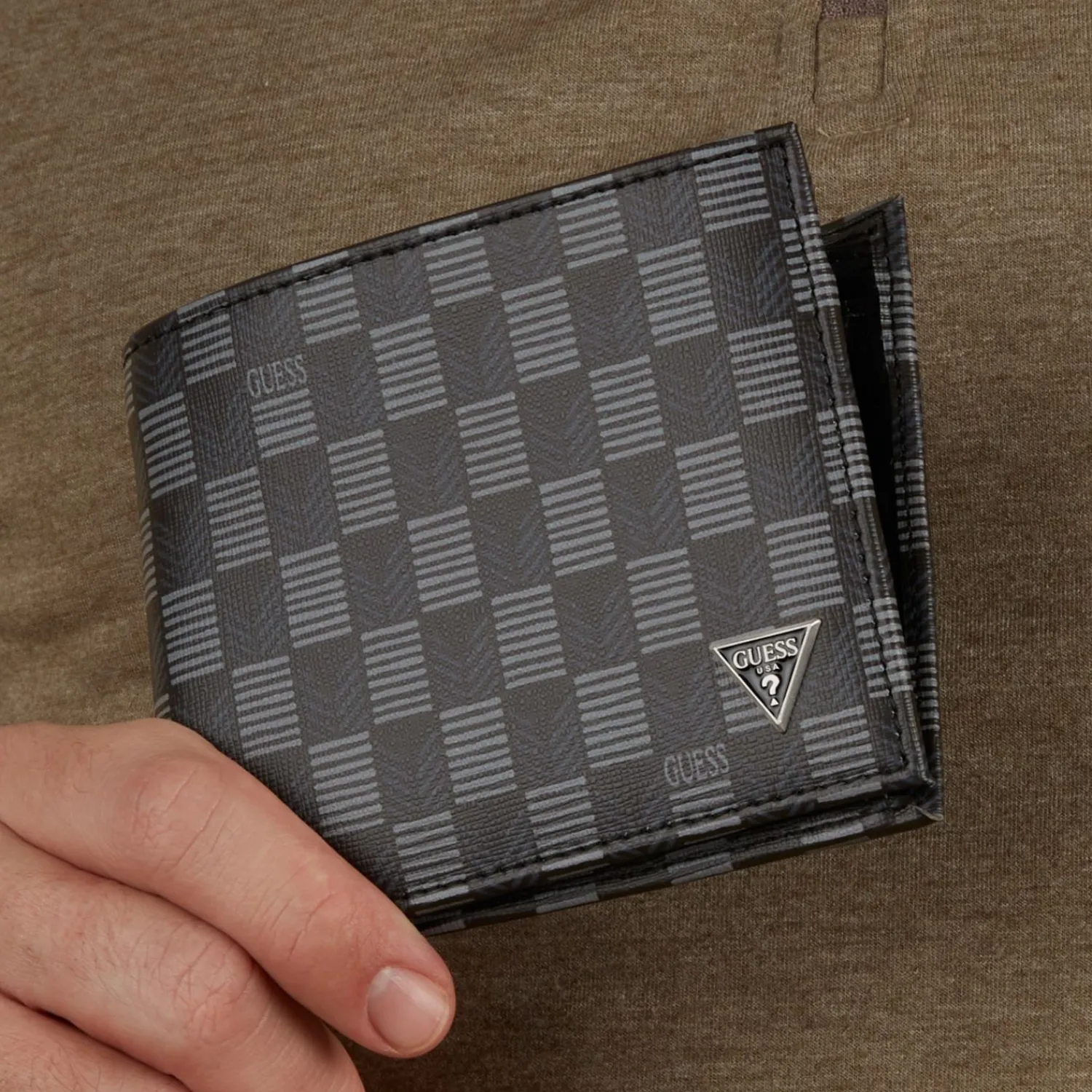 Guess Jet Set Heren Billfold Portemonnee Leer - Zwart