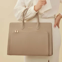 Isabel Bernard Honore Dames Handtas/Laptoptas Leer - Taupe