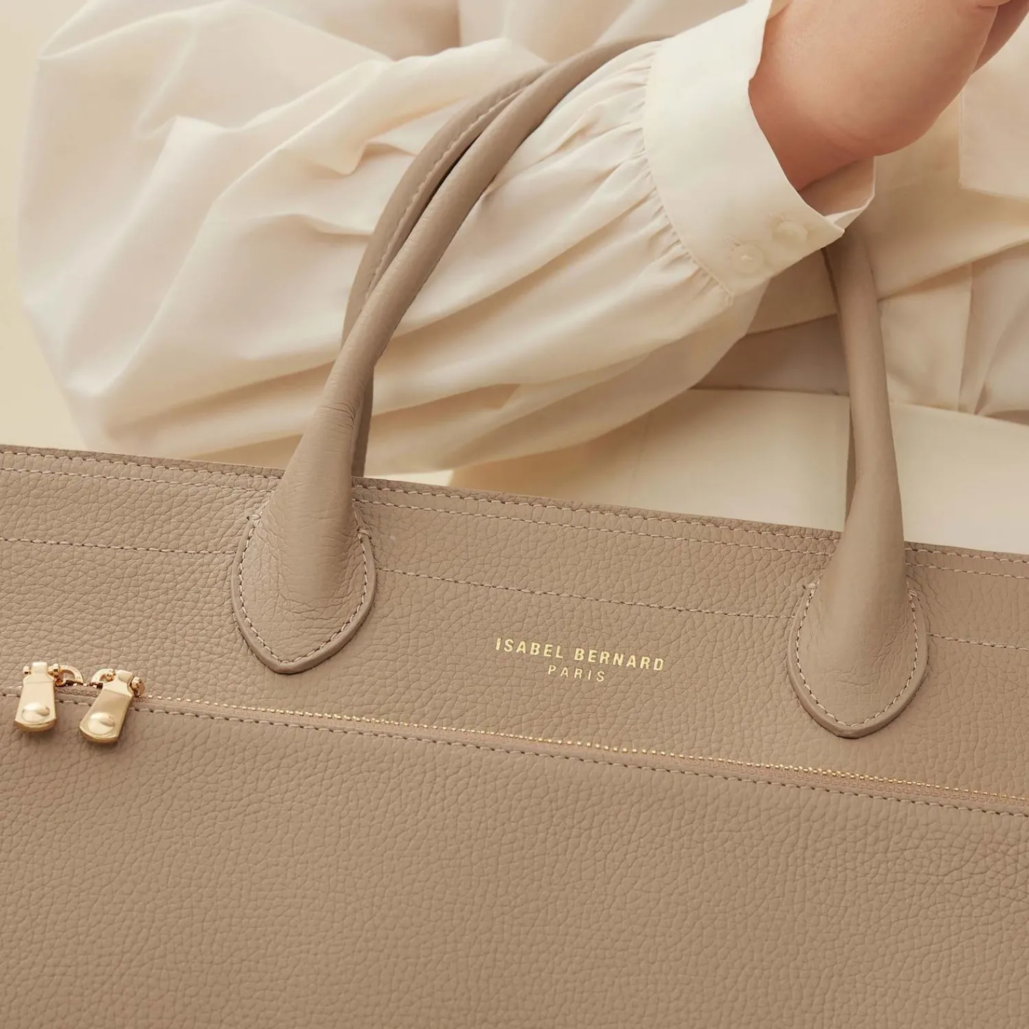 Isabel Bernard Honore Dames Handtas/Laptoptas Leer - Taupe