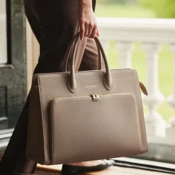 Isabel Bernard Honore Dames Handtas/Laptoptas Leer - Taupe
