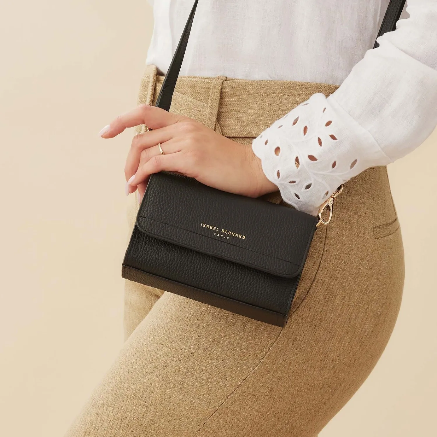 Isabel Bernard Cadeau D'Isabel Dames Crossbody Tas Leer - Zwart