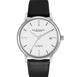 Joh. Rothmann Zelfopwindend Horloge Classic In Zilver Echt Leer In Zwart