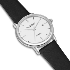 Joh. Rothmann Zelfopwindend Horloge Classic In Zilver Echt Leer In Zwart