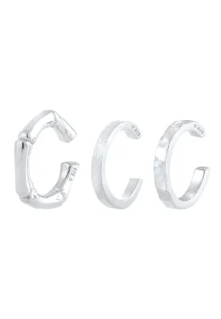KUZZOI Heren Oorklem Set Van 3 Geo Organiek In 925 Sterling Zilver