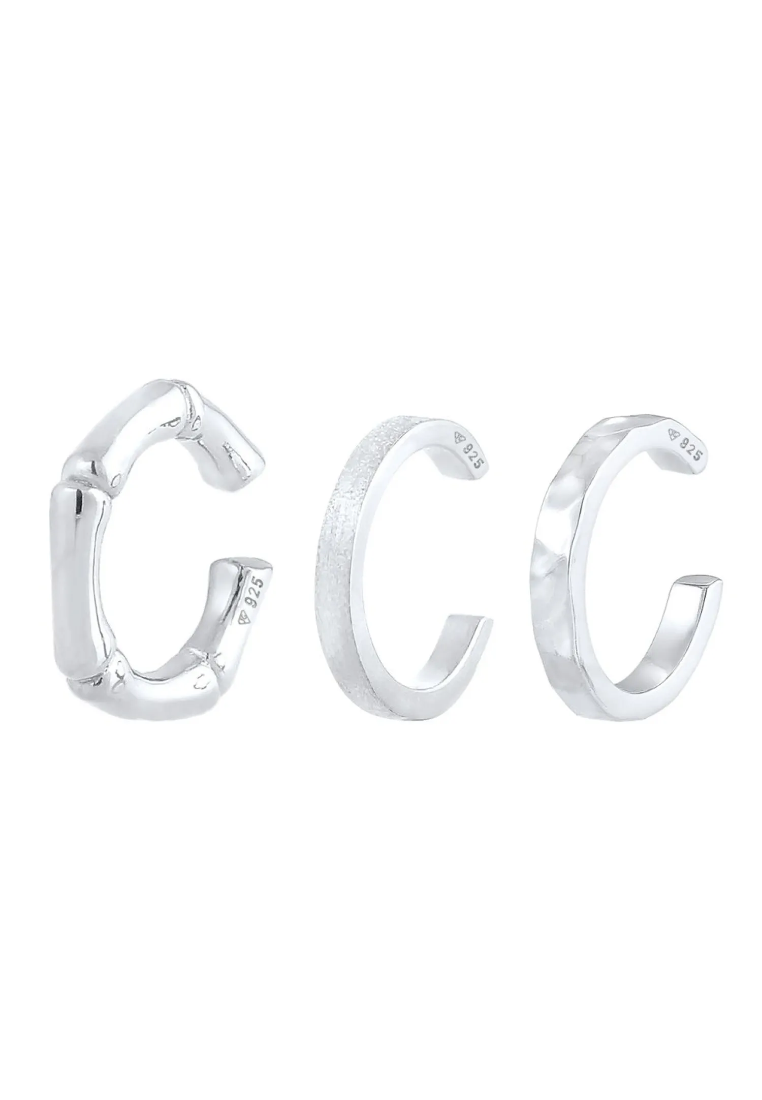 KUZZOI Heren Oorklem Set Van 3 Geo Organiek In 925 Sterling Zilver