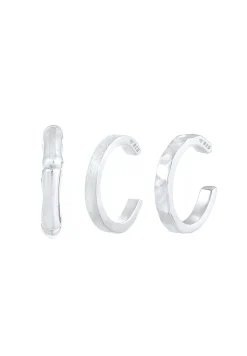 KUZZOI Heren Oorklem Set Van 3 Geo Organiek In 925 Sterling Zilver