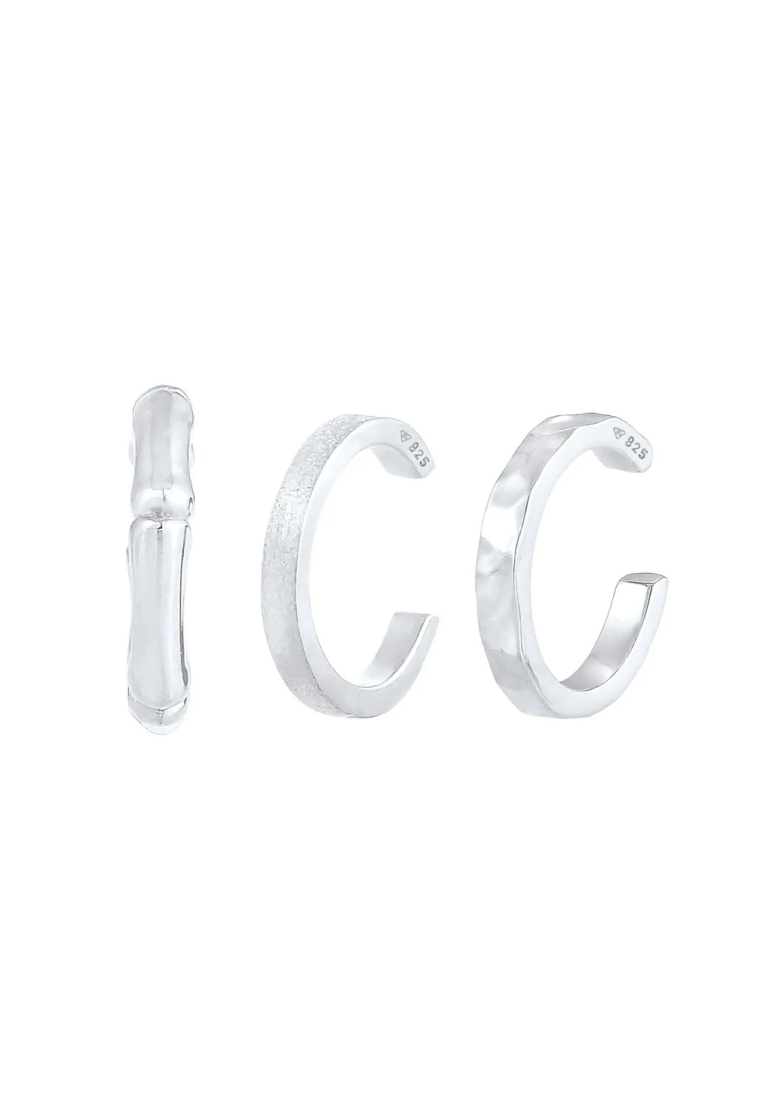 KUZZOI Heren Oorklem Set Van 3 Geo Organiek In 925 Sterling Zilver