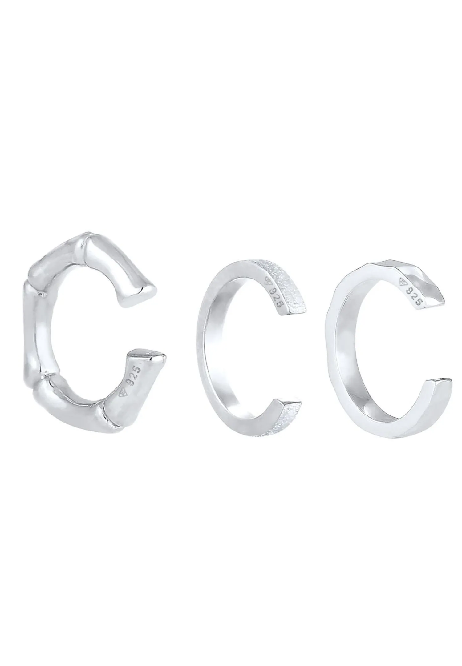 KUZZOI Heren Oorklem Set Van 3 Geo Organiek In 925 Sterling Zilver