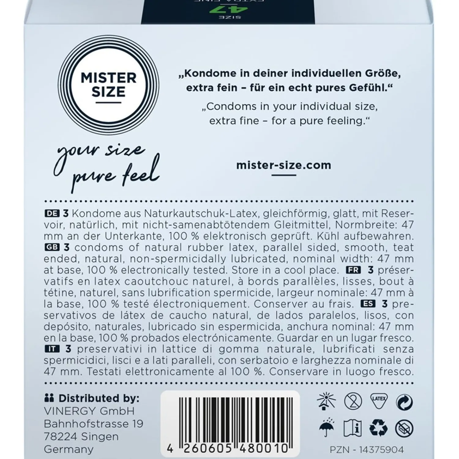 Mister Size Mister Maat Pure Feel 47 Mm - Maat Xs