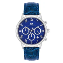 Rhodenwald & Söhne Rhodenwald & Sohne Chronograaf Moonlight In Zilver Echt Leer In Blauw