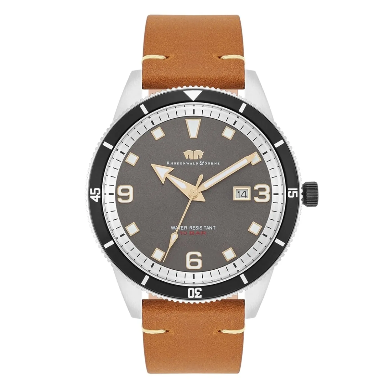 Rhodenwald & Söhne Rhodenwald & Sohne Quartz Horloge Vintage Ii Van Echt Leer In Bruin
