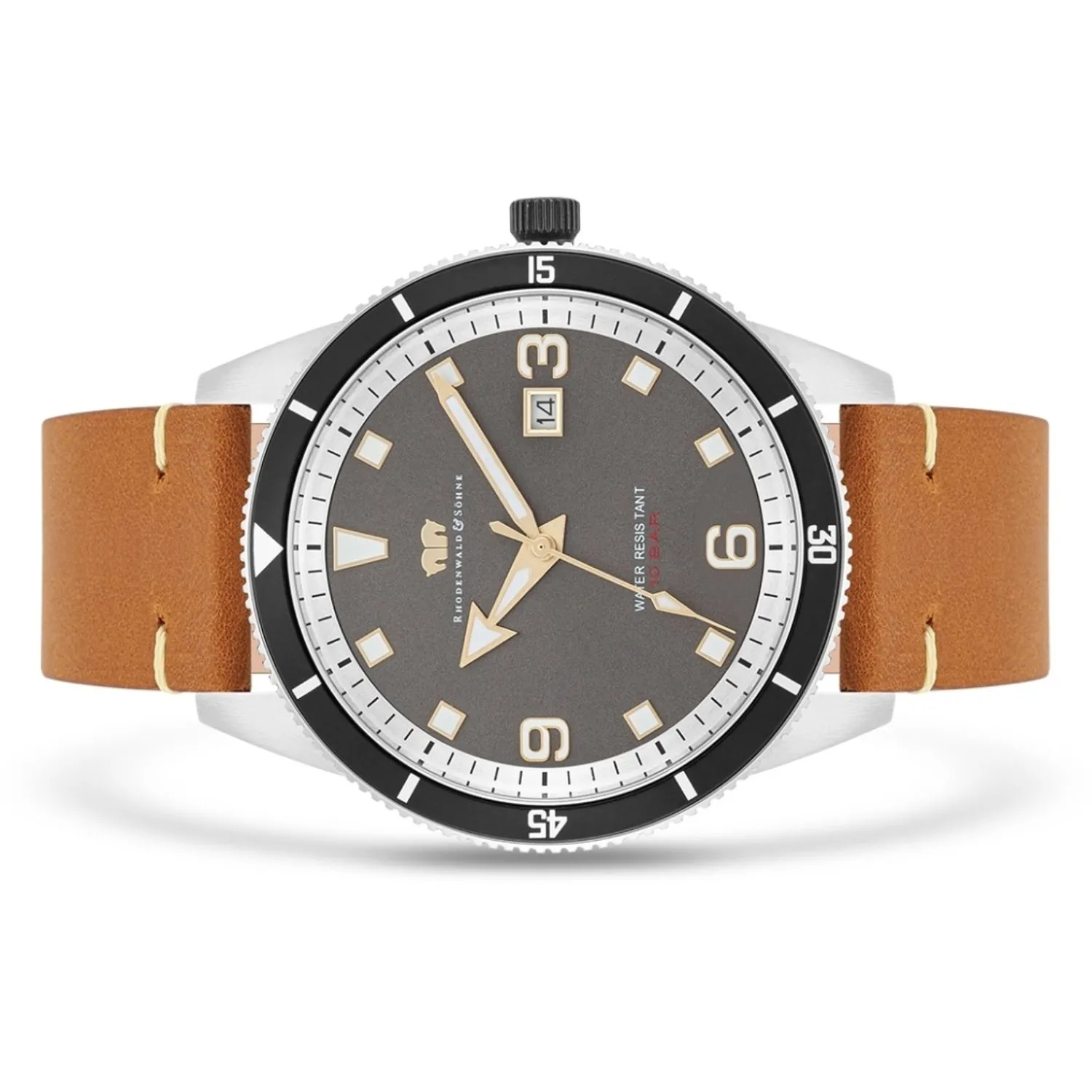 Rhodenwald & Söhne Rhodenwald & Sohne Quartz Horloge Vintage Ii Van Echt Leer In Bruin