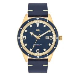 Rhodenwald & Söhne Rhodenwald & Sohne Quartz Horloge Vintage Ii Van Echt Leer In Blauw