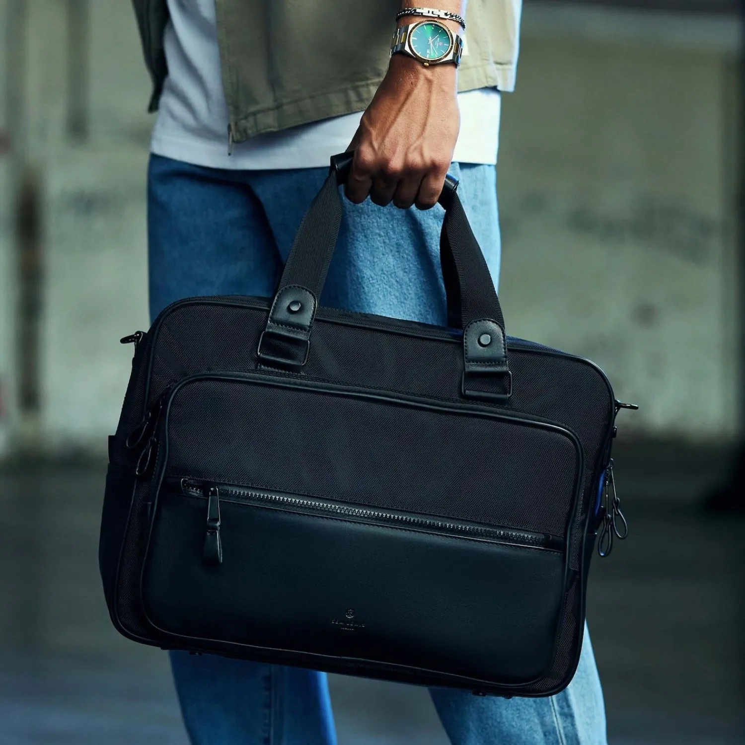 Sem Lewis Northern Hampstead Heren Laptoptas Textiel - Zwart