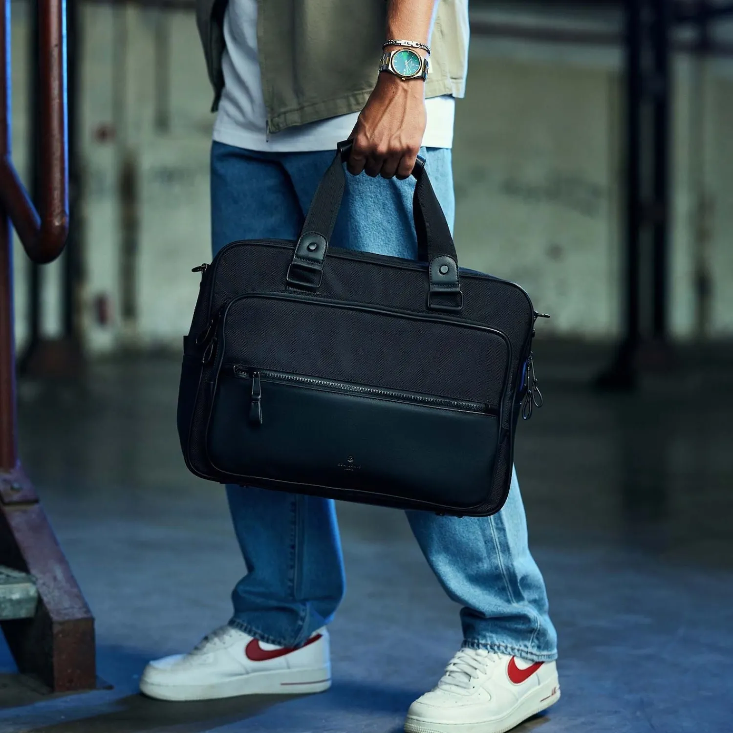 Sem Lewis Northern Hampstead Heren Laptoptas Textiel - Zwart