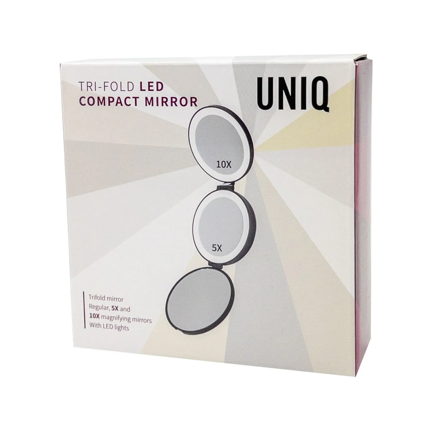 UNIQ Drie-Voudige Compacte Reisspiegel Met Led-Lichten