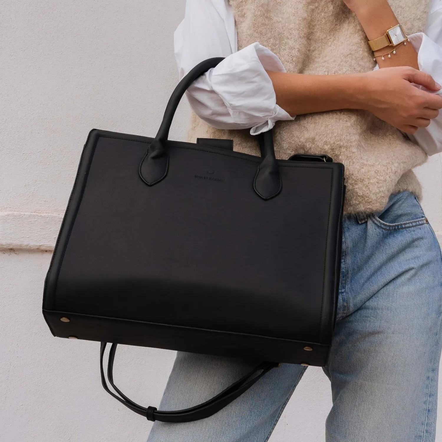 Violet Hamden Essential Bag Dames Laptoptas/Shopper Kunstleer - Zwart